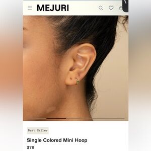 Mejuri - Green Dainty Gold Hoop Earring (SINGLE, not a pair)